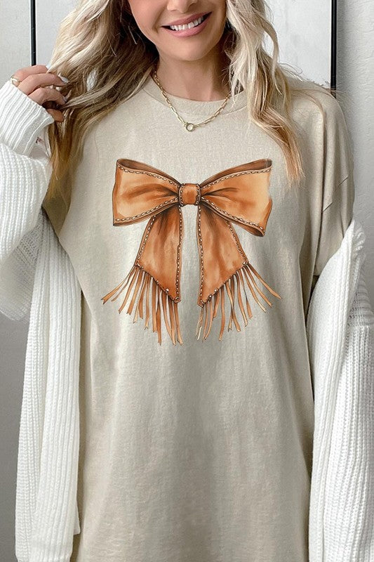 Western Cowgirl Bow Graphic Plus Heavy Cotton Tee