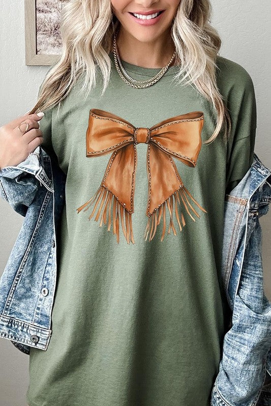 Western Cowgirl Bow Graphic Plus Heavy Cotton Tee