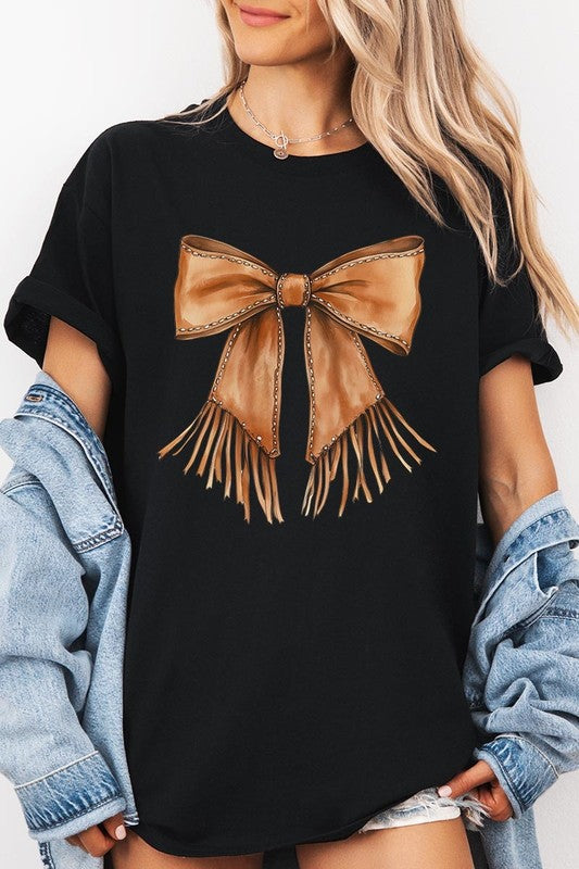 Western Cowgirl Bow Graphic Plus Heavy Cotton Tee