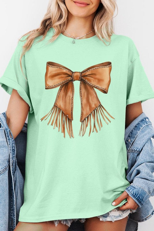 Western Cowgirl Bow Graphic Plus Heavy Cotton Tee