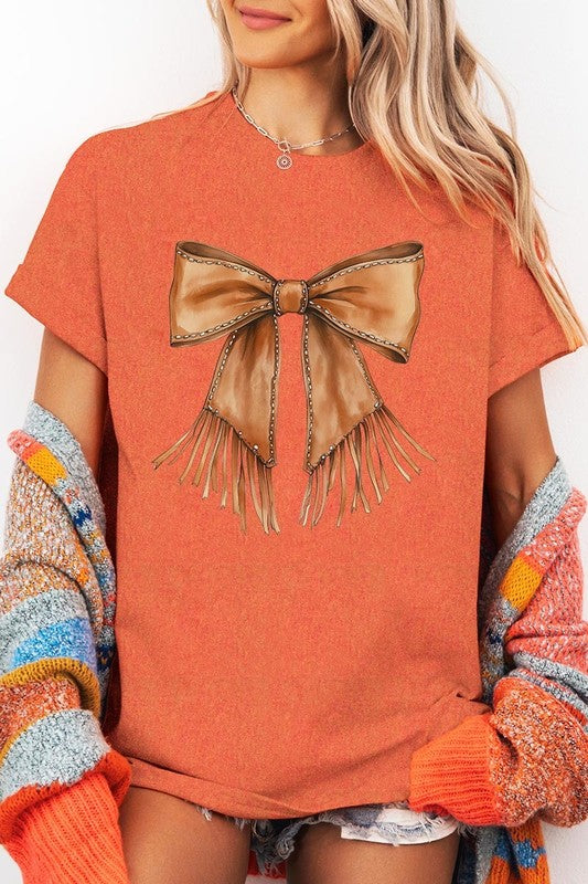 Western Cowgirl Bow Graphic Plus Heavy Cotton Tee