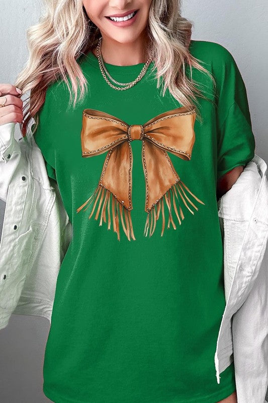 Western Cowgirl Bow Graphic Plus Heavy Cotton Tee