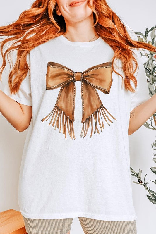 Western Cowgirl Bow Graphic Plus Heavy Cotton Tee