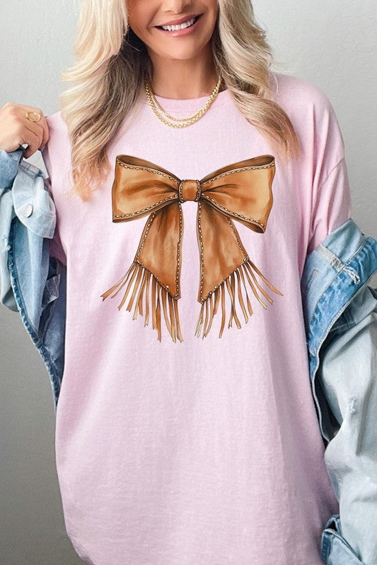 Western Cowgirl Bow Graphic Plus Heavy Cotton Tee