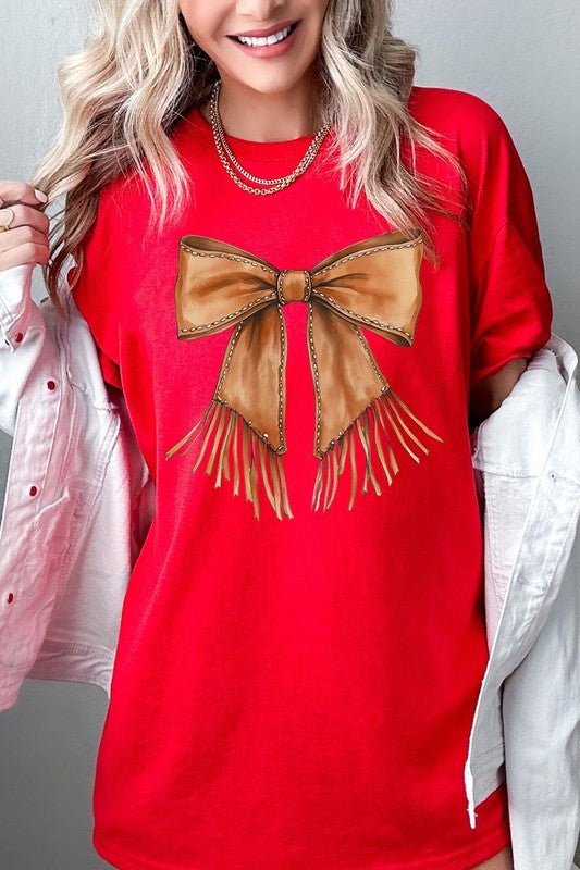 Western Cowgirl Bow Graphic Plus Heavy Cotton Tee