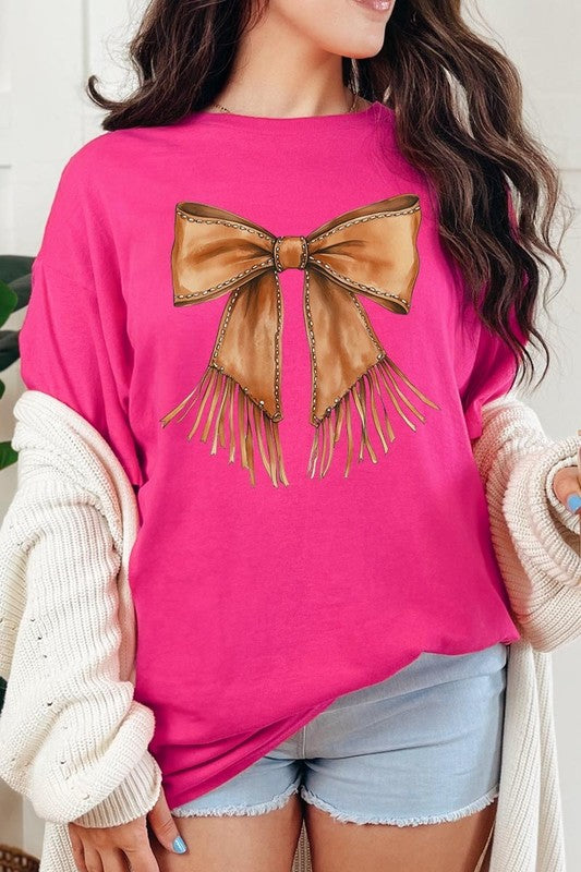 Western Cowgirl Bow Graphic Plus Heavy Cotton Tee