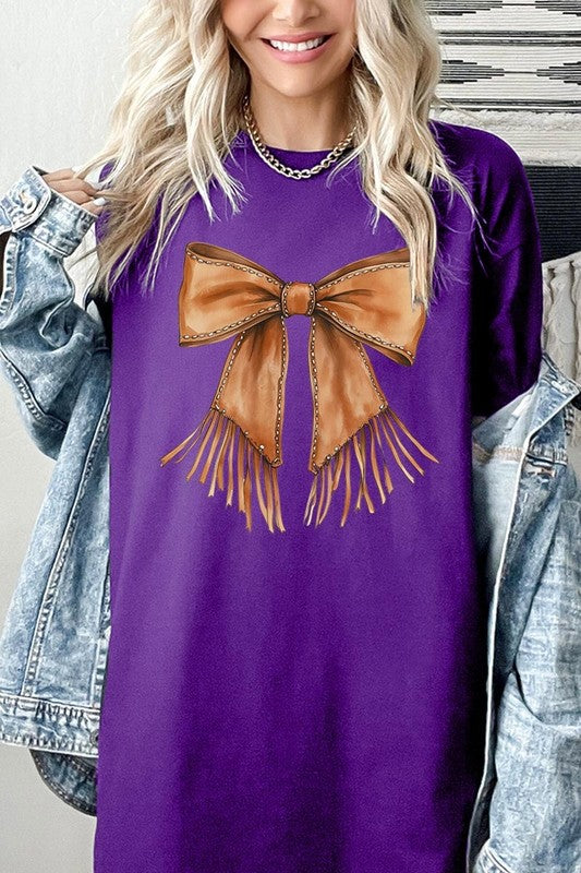 Western Cowgirl Bow Graphic Plus Heavy Cotton Tee