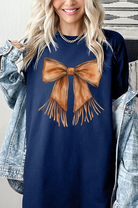 Western Cowgirl Bow Graphic Plus Heavy Cotton Tee