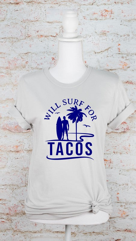 Will Surf for Tacos Bella Canvas Graphic Tee