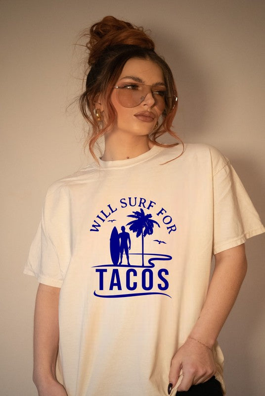 Will Surf for Tacos Bella Canvas Graphic Tee