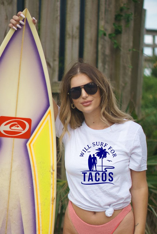 Will Surf for Tacos Bella Canvas Graphic Tee