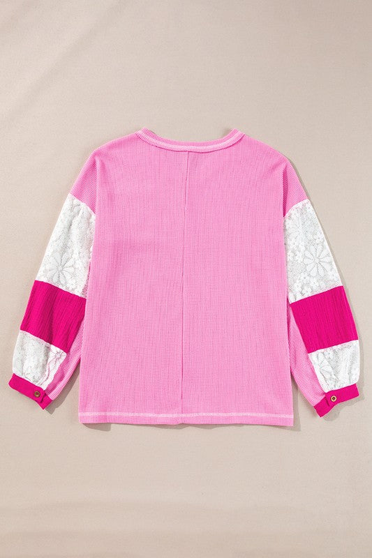 Women Stitching V Neck Rib Knit Sweatshirts