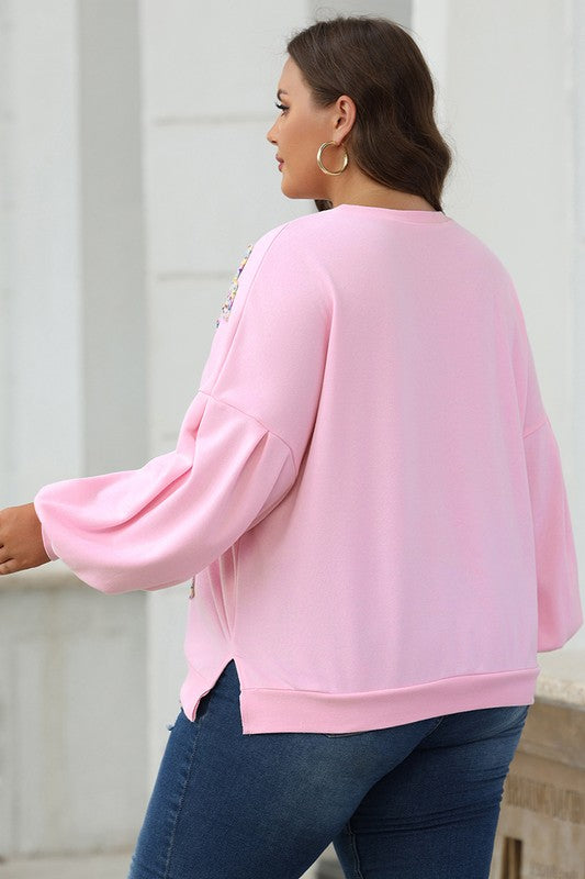 Women Lantern Sleeve Oversized Pullover Sweatshirt