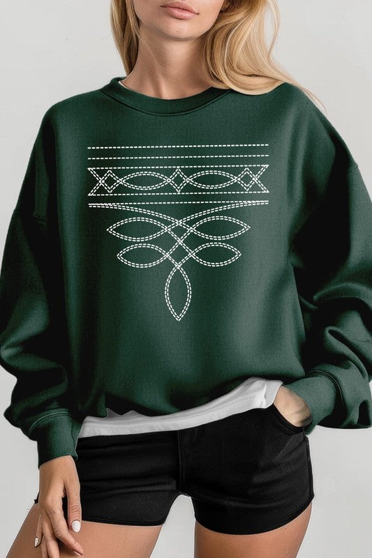 Western Boot Stitch Graphic Sweatshirt