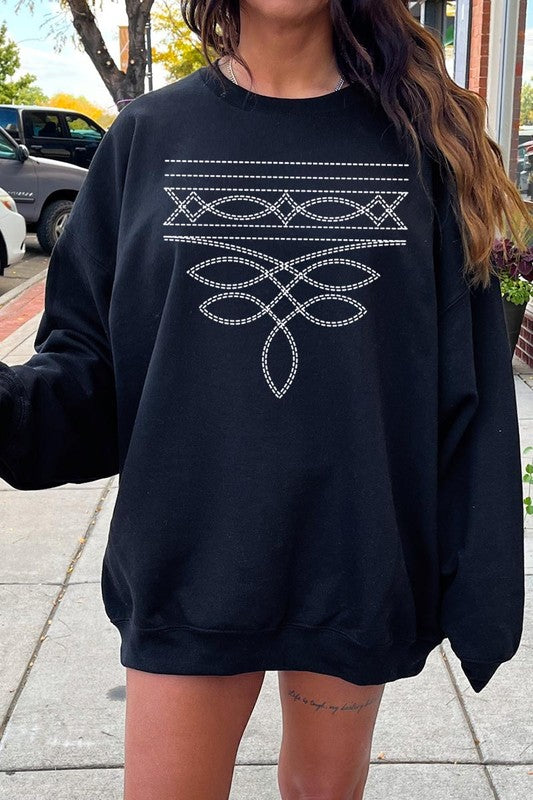 Western Boot Stitch Graphic Sweatshirt