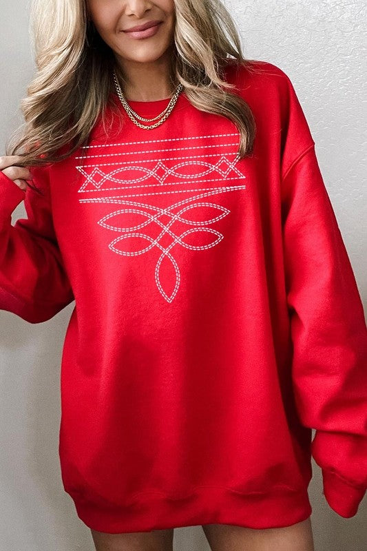 Western Boot Stitch Graphic Sweatshirt