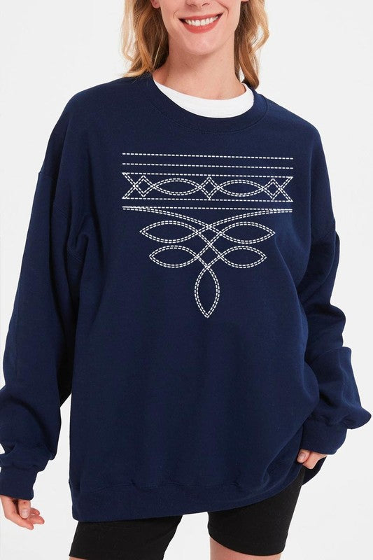 Western Boot Stitch Graphic Sweatshirt