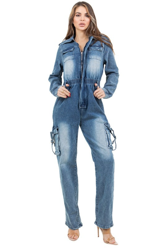 WOMEN DENIM SEXY JUMPSUIT