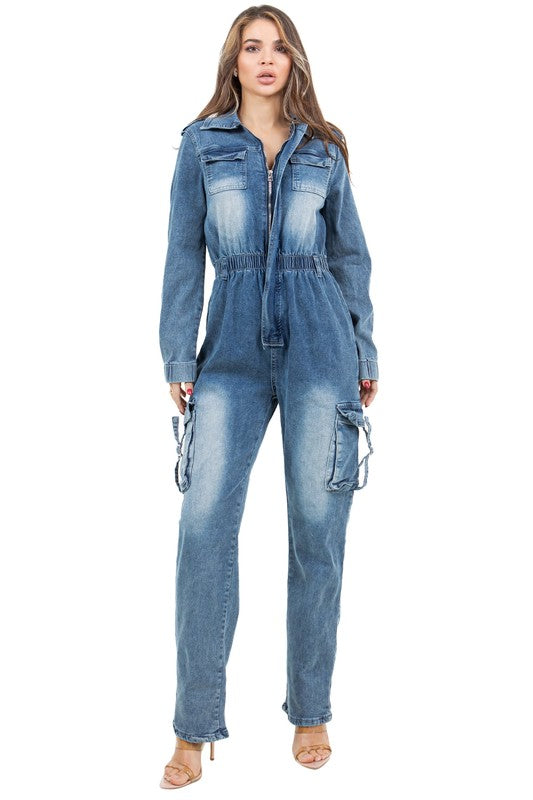 WOMEN DENIM SEXY JUMPSUIT