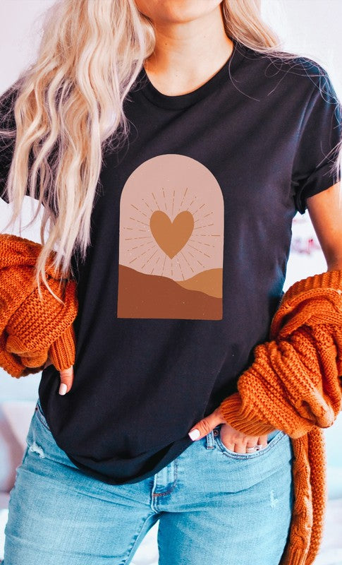 Boho Heart Sunrise Valentine Graphic Tee