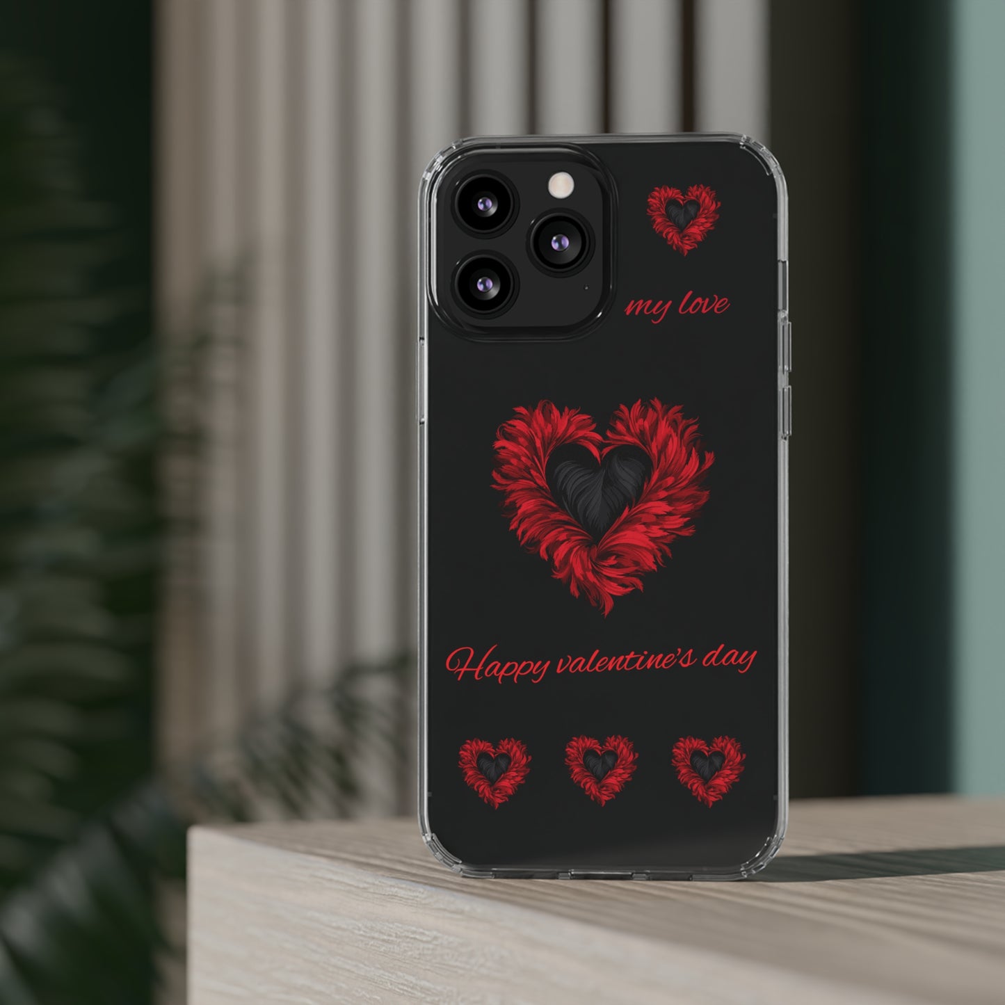 Valentine's day, red heart shapes Clear Cases