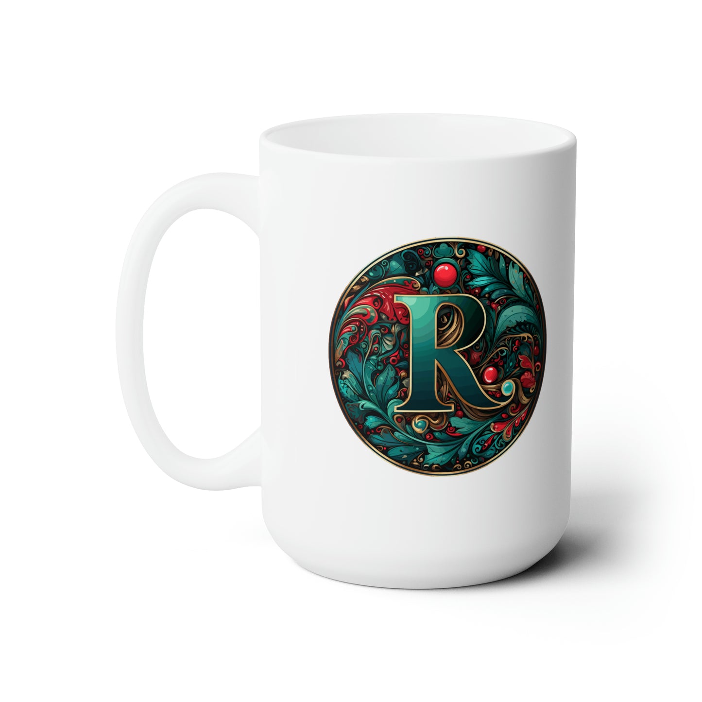 Christmas colorful Alphabet R design white Ceramic Mug 15oz