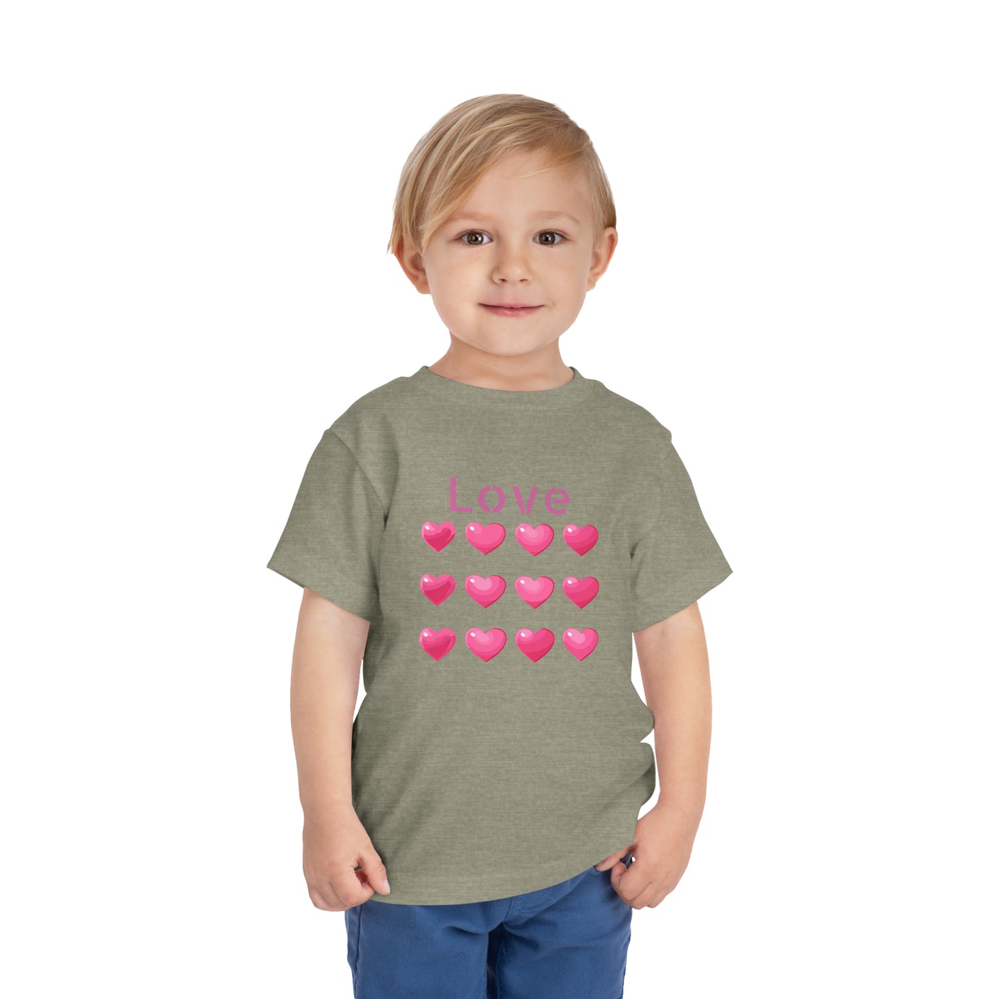 Valentine's pink color hearts shape design Toddler Short Sleeve Tee