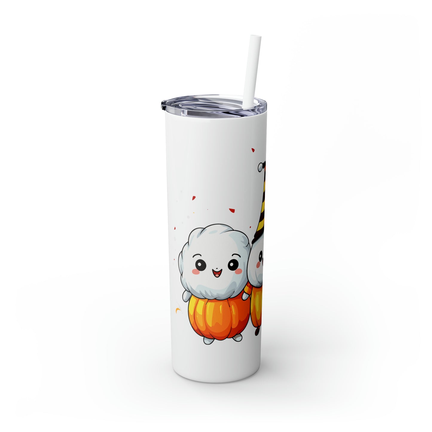 Halloween Skinny Tumbler with Straw 20oz - Spooky Drinkware - Candy Theme - BPA-Free, Reusable Cup, Halloween Tumbler, Halloween Gift