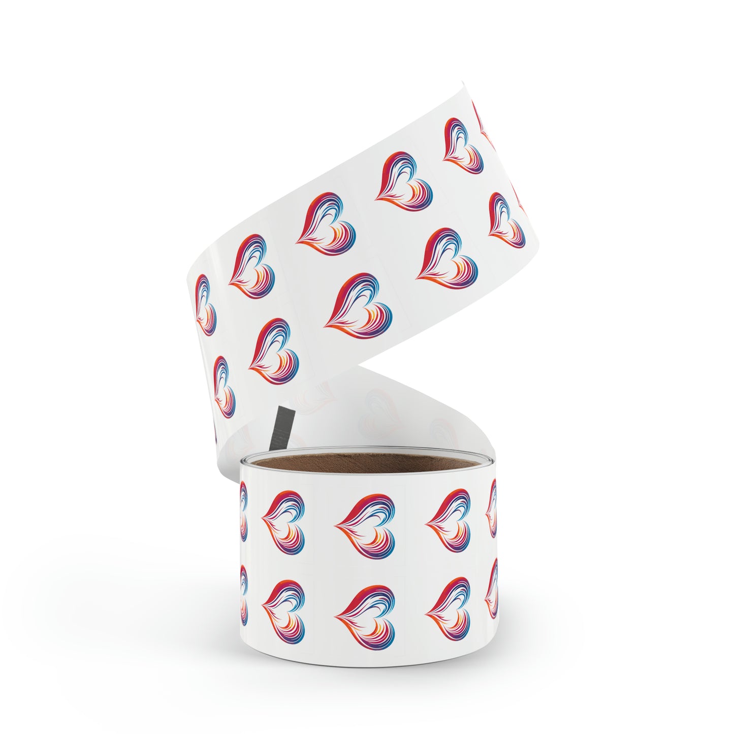 Valentine's day multi color heart shape Square Sticker Label Rolls