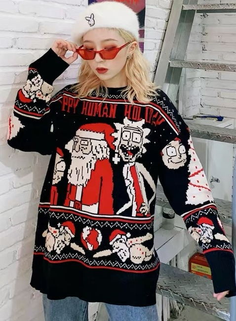 Christmas sweater couple loose jacquard sweater