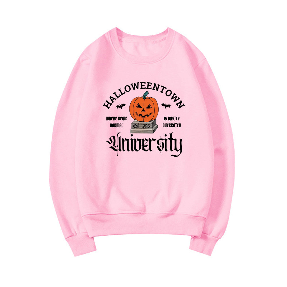 Women's Halloween Print Pumpkin Crew Neck Sweatshirt