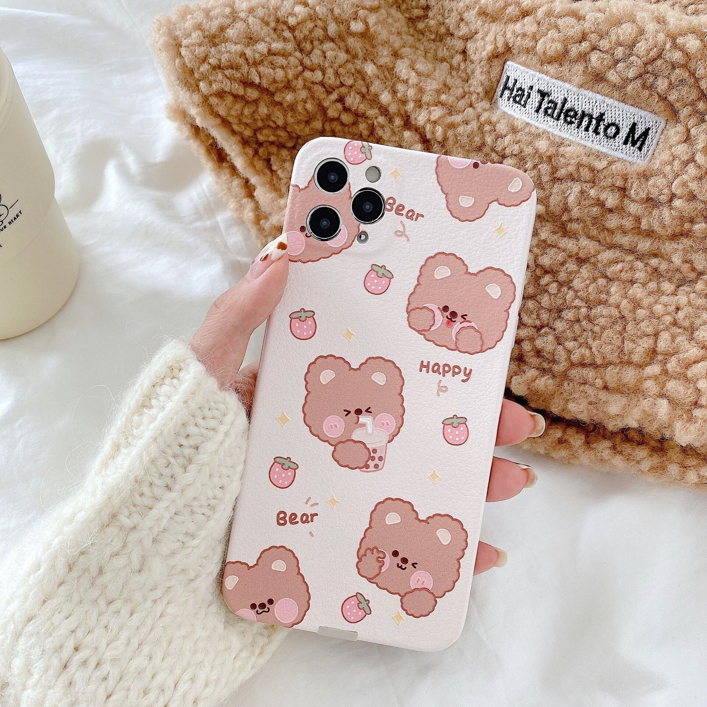 Cute Strawberry Honey Bear Xsmax Mobile Phone Case