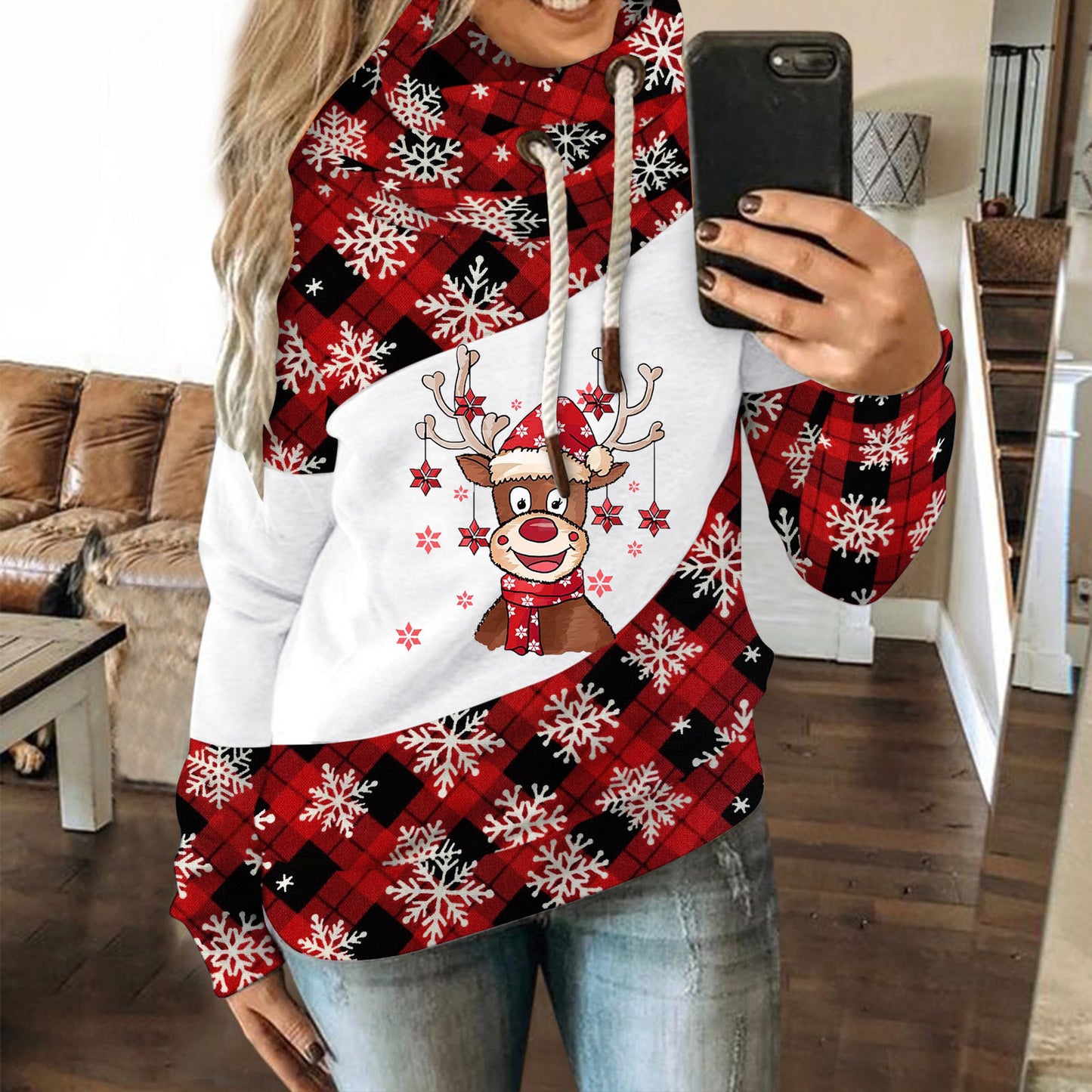 Fashion Printed Round Neck Christmas Sweater