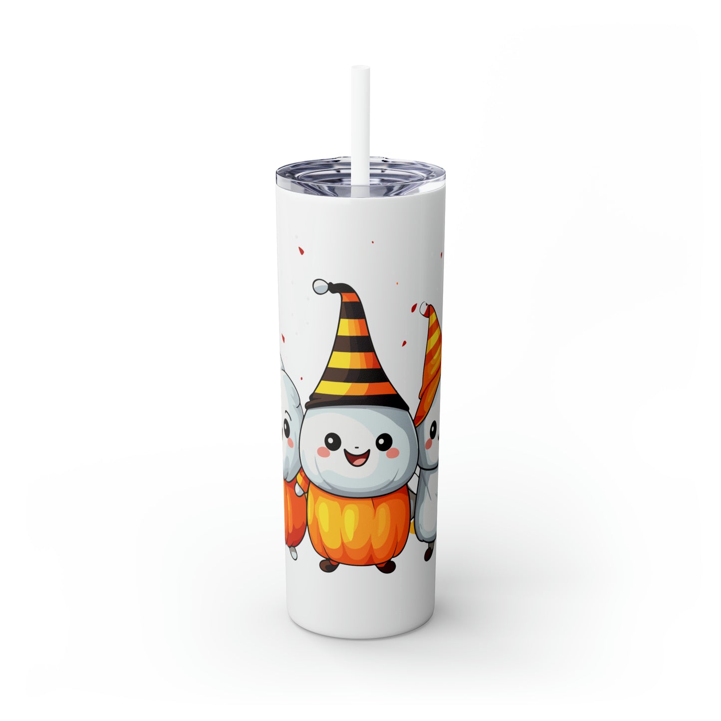 Halloween Skinny Tumbler with Straw 20oz - Spooky Drinkware - Candy Theme - BPA-Free, Reusable Cup, Halloween Tumbler, Halloween Gift