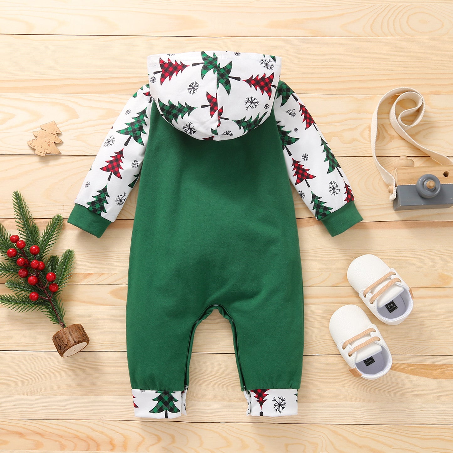 Baby Long Sleeve Christmas Cartoon Hooded Romper