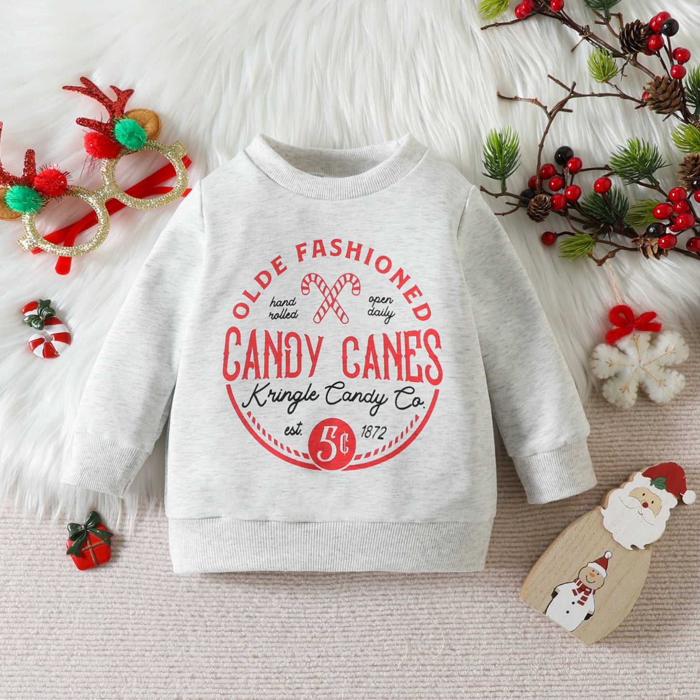 Children's Christmas Printed Sweater With Letters