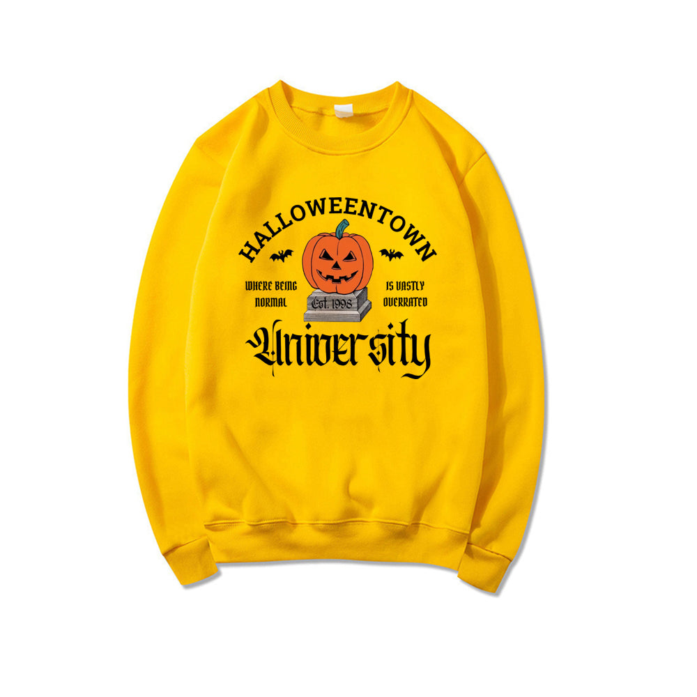 Women's Halloween Print Pumpkin Crew Neck Sweatshirt