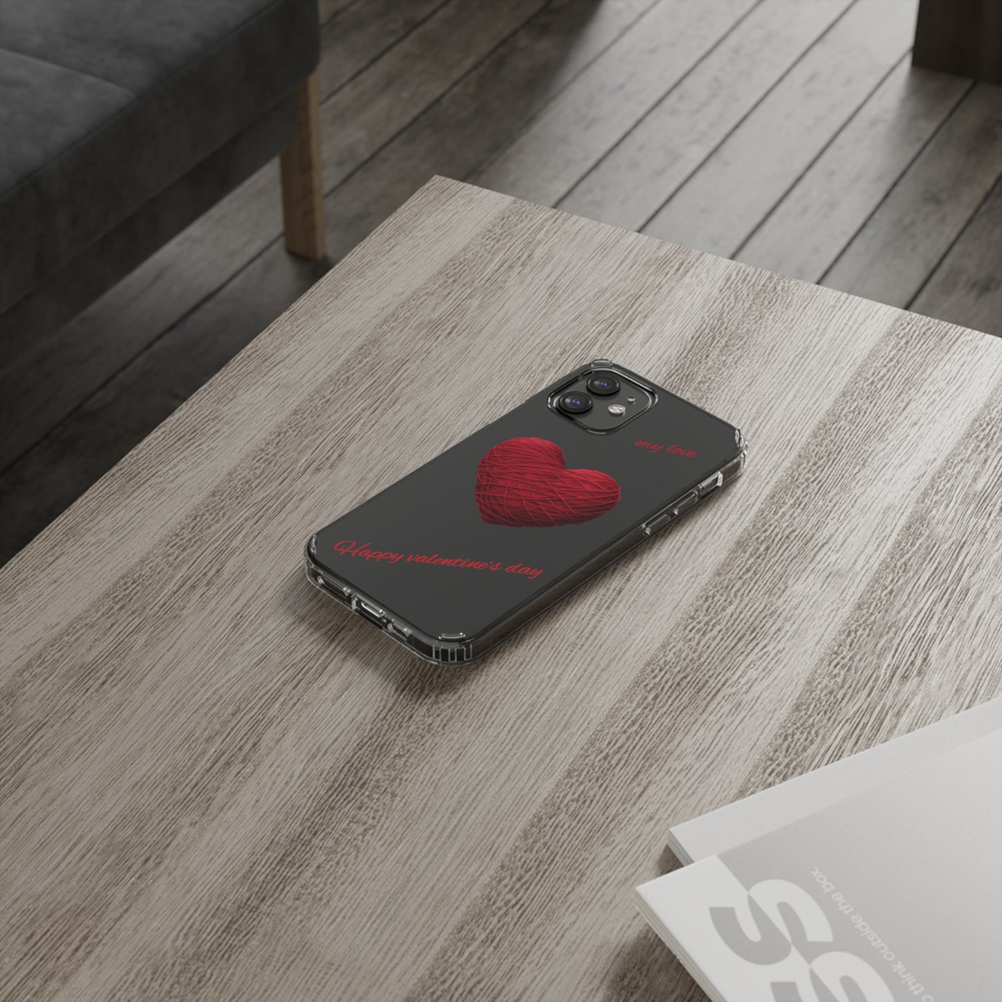 Valentine's Day, red heart shape design Clear Cases