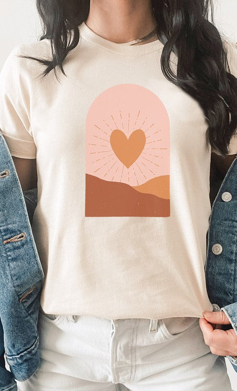 Boho Heart Sunrise Valentine Graphic Tee