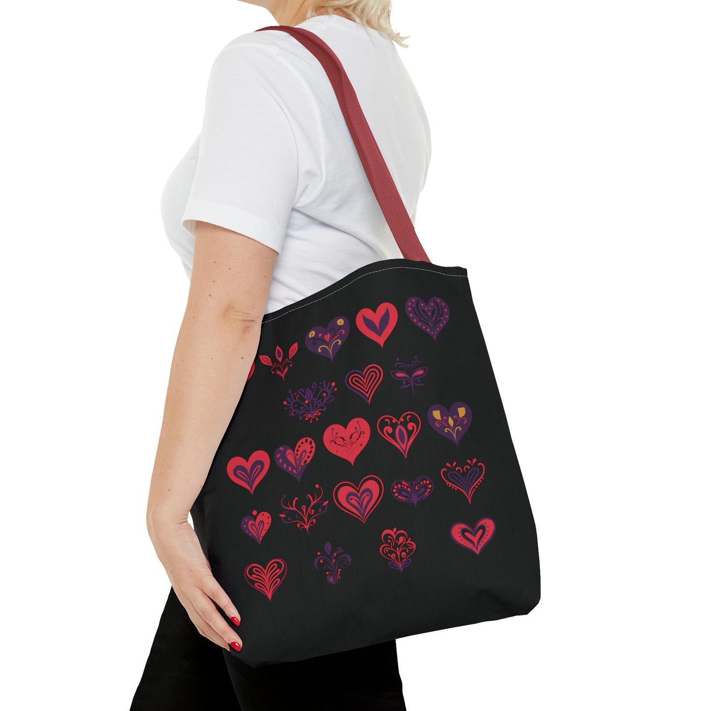 Valentine's black Tote Bag (AOP)