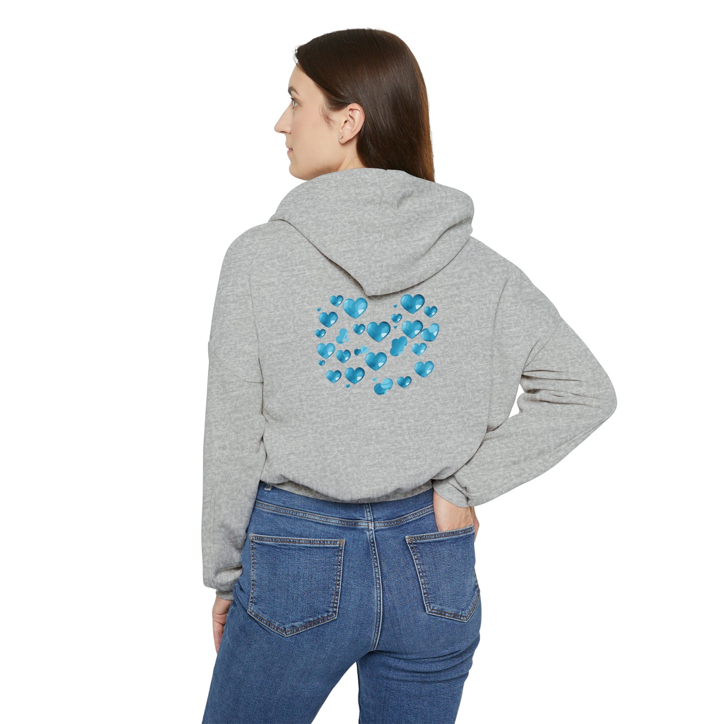 Valentine's best Gift, light blue hearts design Women's Cinched Bottom Hoodie