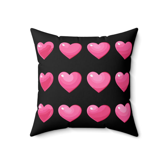 Valentine's day best home decor pink hearts design Spun Polyester Square Pillow