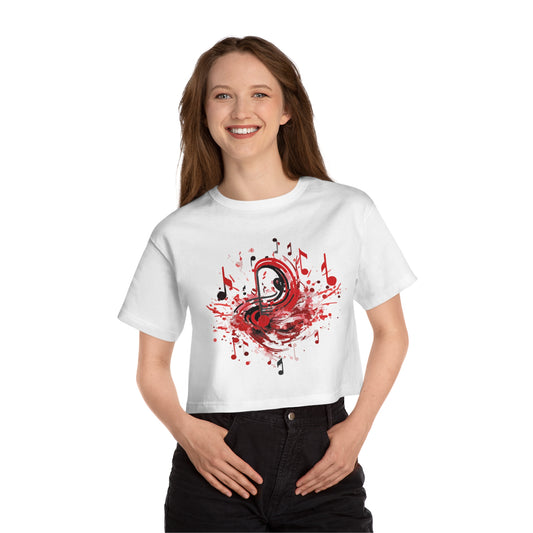 Valentine's and musical combination Champion Women's Heritage Cropped T-Shirt for valentine's day.