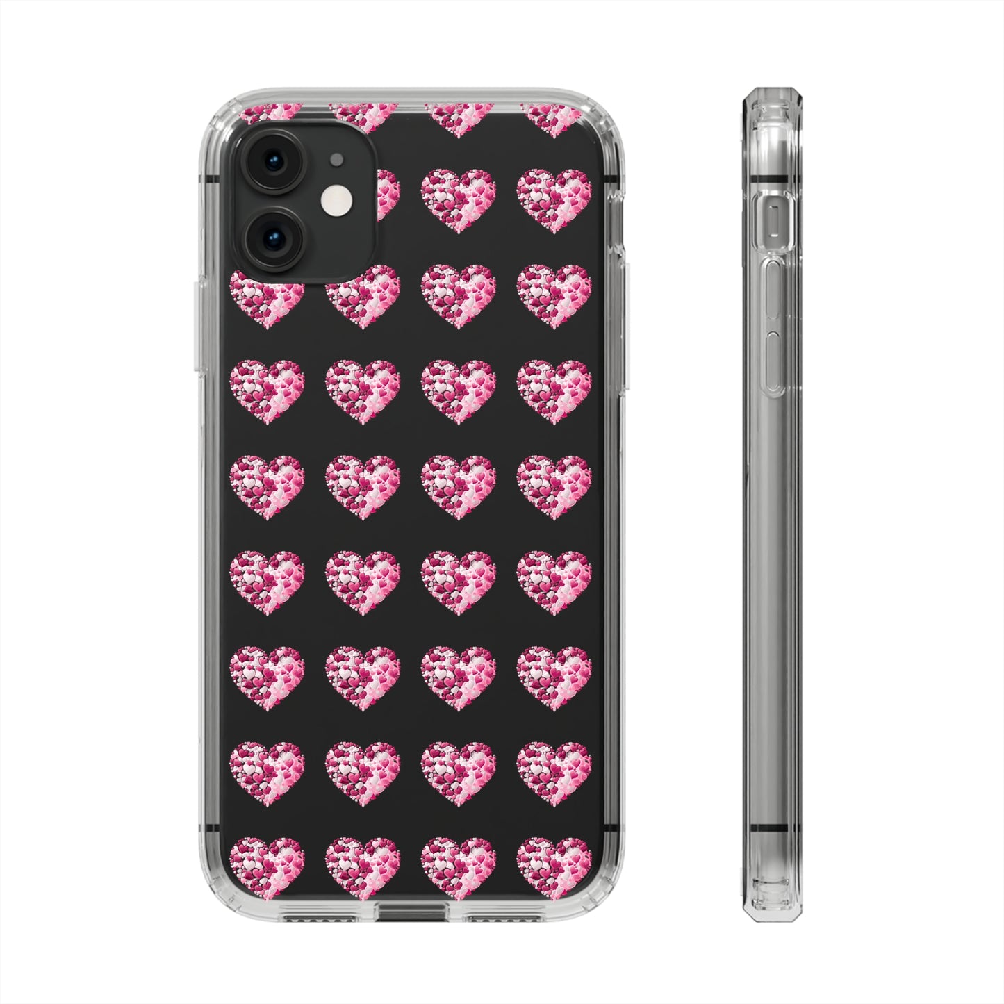 Valentine's Day, red heart shape design Clear Cases