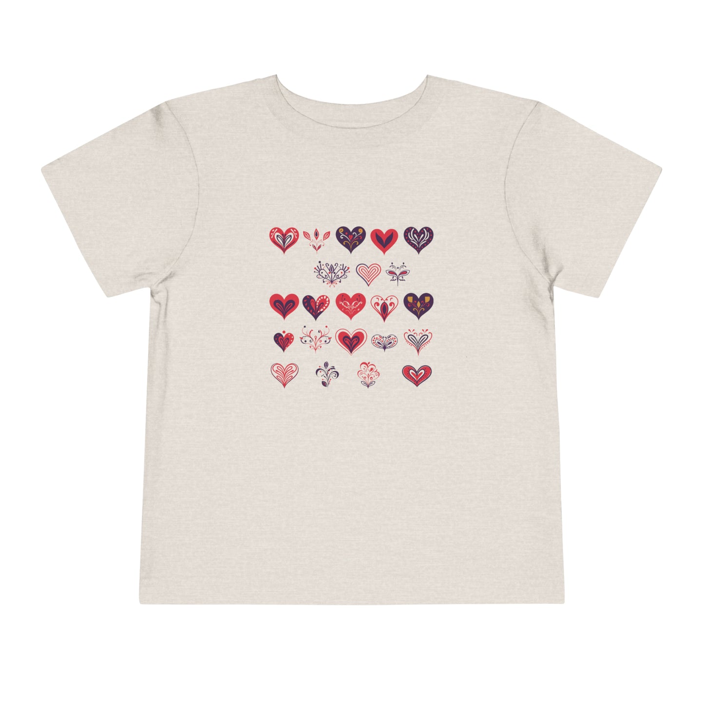 Valentine's Multi color hearts shape design Toddler Short Sleeve Tee