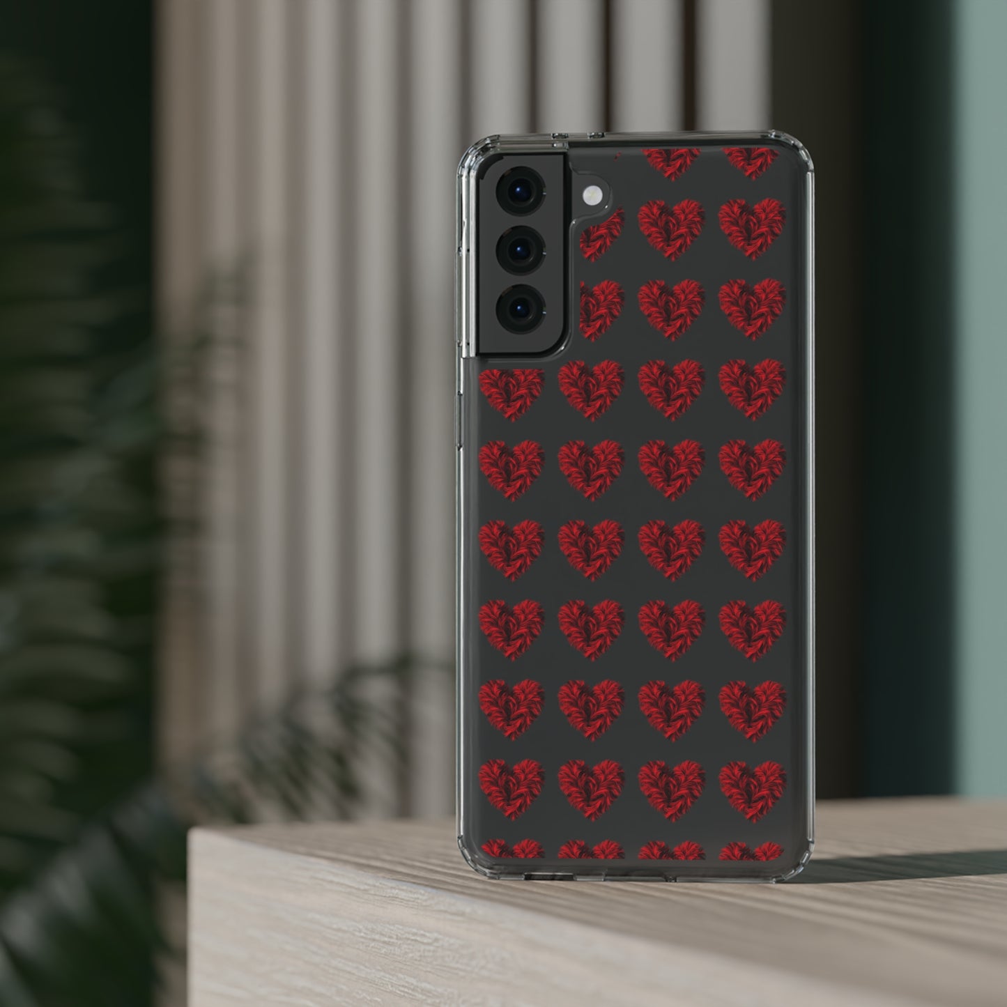 Valentine's Day, red heart shape design Clear Cases