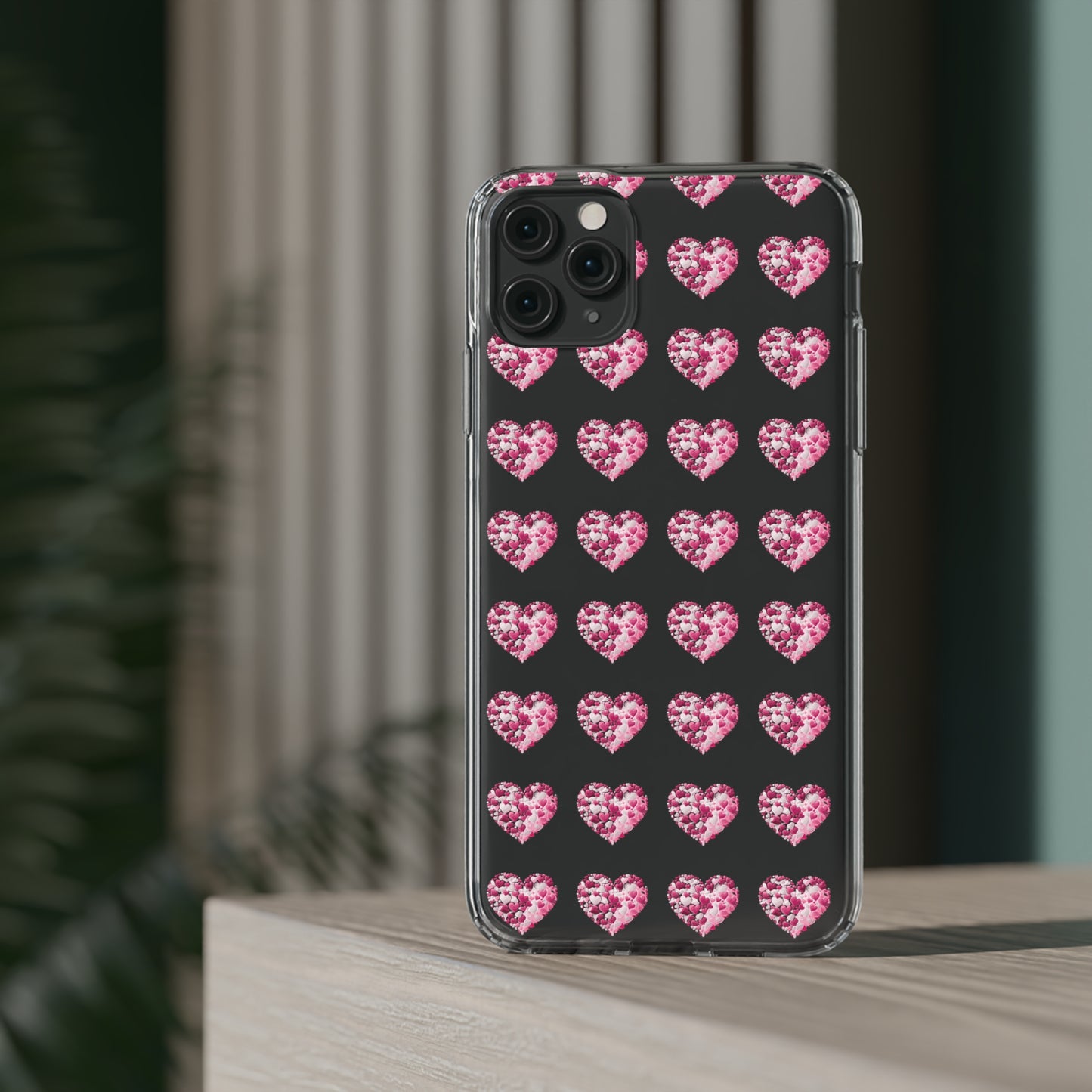 Valentine's Day, red heart shape design Clear Cases