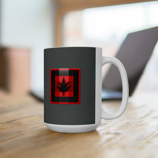 Dark grey with Canada maple leaf Christmas Ceramic Mug 15oz