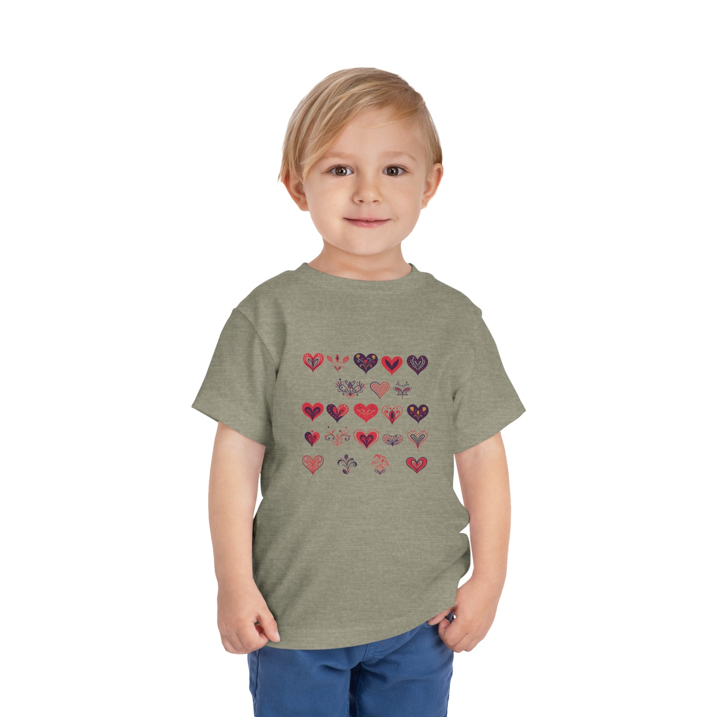 Valentine's Multi color hearts shape design Toddler Short Sleeve Tee