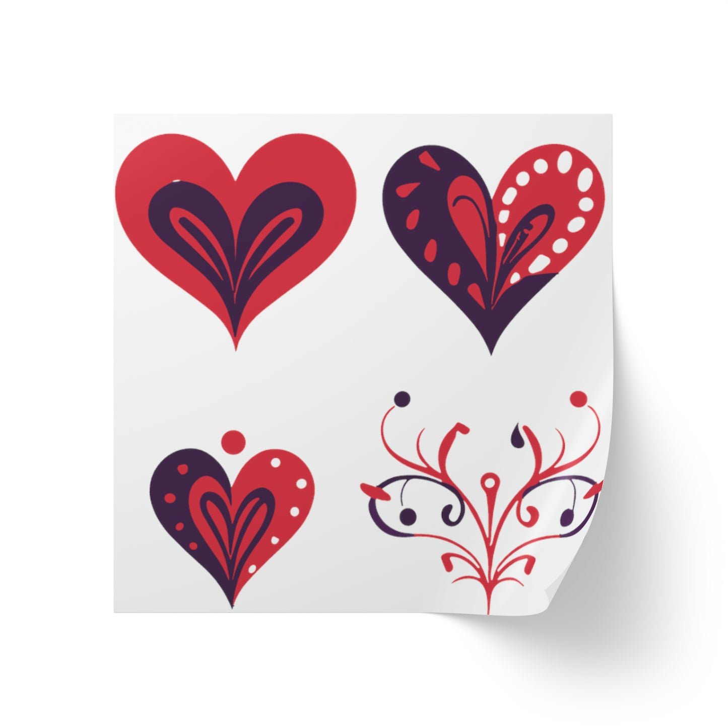 Valentine's day red hearts Square Sticker Label Roll